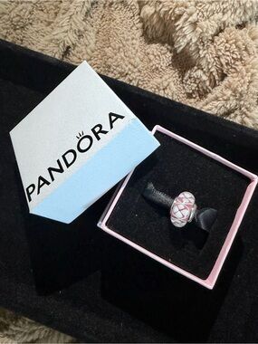 PANDORA Pink Field Of Flowers Murano Glass Charm